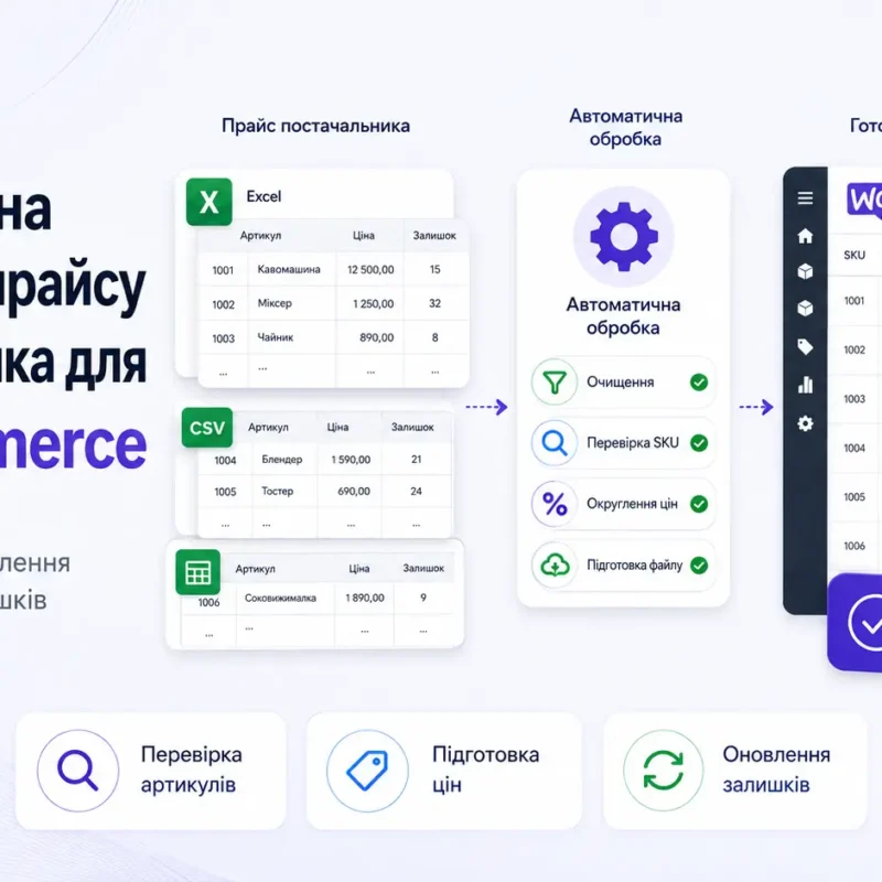 Автоматична підготовка прайсу постачальника для WooCommerce