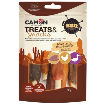 Ласощі BBQ Party - Реберця з солодкої картоплі з куркою та качкою - M, 98 г, 7,5x2,5 см