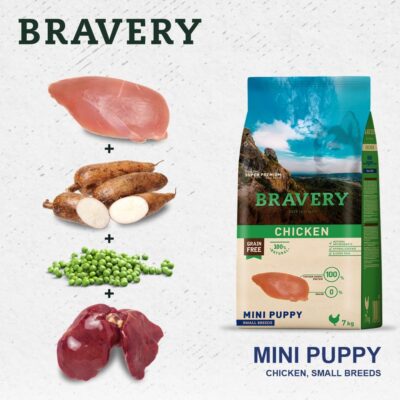 BRAVERY Chicken Mini Puppy сухий корм для цуценят дрібних порід, з куркою, 600 г — фото 3