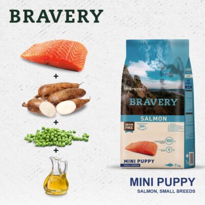 BRAVERY Salmon Mini Puppy сухий корм для цуценят дрібних порід, лосось, 600 г — фото 3