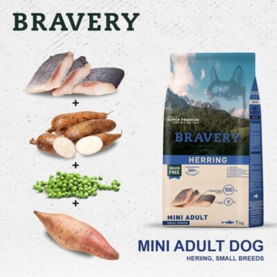 BRAVERY Herring Mini Adult сухий корм для собак дрібних порід, оселедець, 2 кг — фото 3