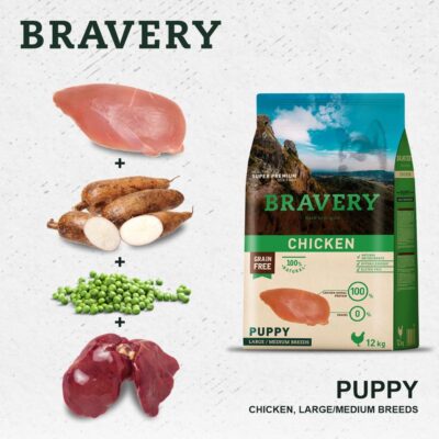 BRAVERY Chicken Puppy Large/Medium сухий корм для цуценят середніх і великих порід 12 кг — фото 5