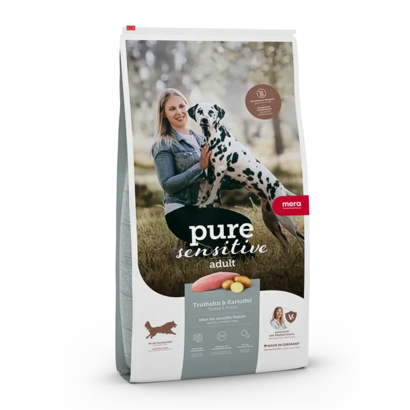 Сухий корм MERA pure sensitive fresh meat для дорослих собак, індичка і картопля, 4 кг