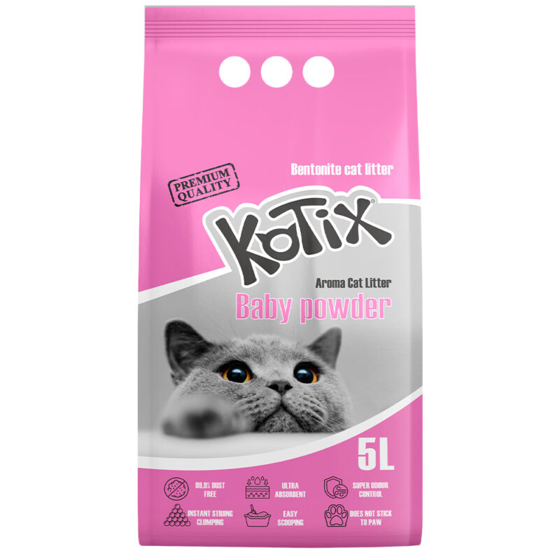 Бентонітовий наповнювач KOTIX Baby Powder рожевий, 5л