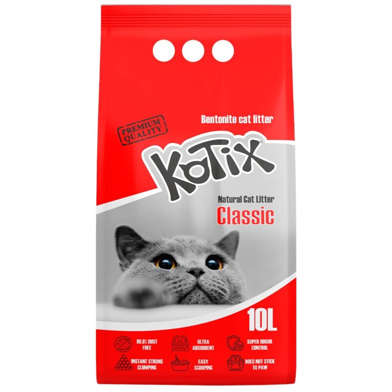 Бентонітовий наповнювач KOTIX натуральний білий, 10 л для котів