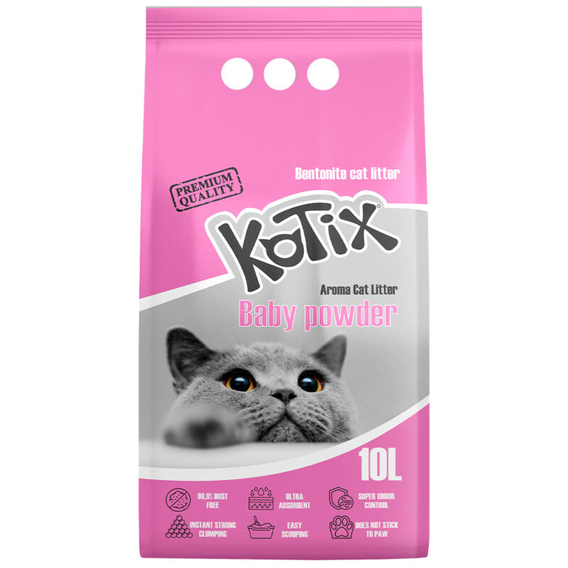 Бентонітовий наповнювач KOTIX Baby Powder рожевий, 10 л