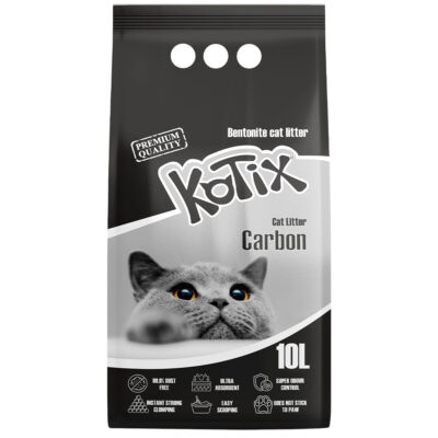 Бентонітовий наповнювач KOTIX Extra Activated Carbon для котів, 10 л