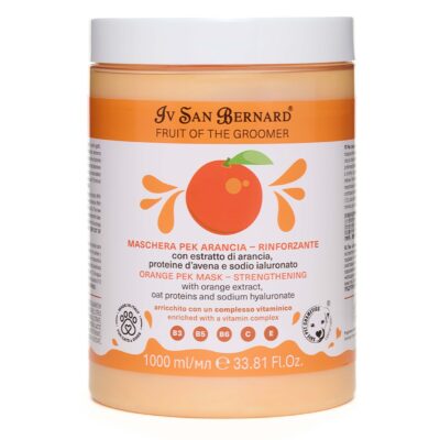 Маска Iv San Bernard Frutta Orange зміцнююча, для всіх типів шерсті собак і котів, з екстрактом апельсина та протеїнами вівса, 1л ( 12 шт/уп)