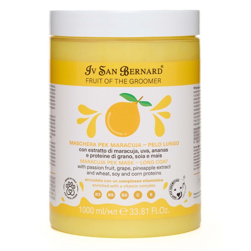 Маска Iv San Bernard Frutta Maracuja для довгої шерсті для котів і собак, з екстрактами маракуї, винограду та ананаса, 1л (12 шт/уп)