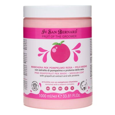 Маска Iv San Bernard Frutta Pink Grapefruit для середньої шерсті для котів і собак, з екстрактом грейпфрута та протеїнами шовку, 1л (12 шт/уп)