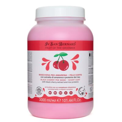 Маска Iv San Bernard Frutta Black Cherry для короткої шерсті для котів і собак, з екстрактом вишні та рисовими протеїнами, 3л (2 шт/уп)