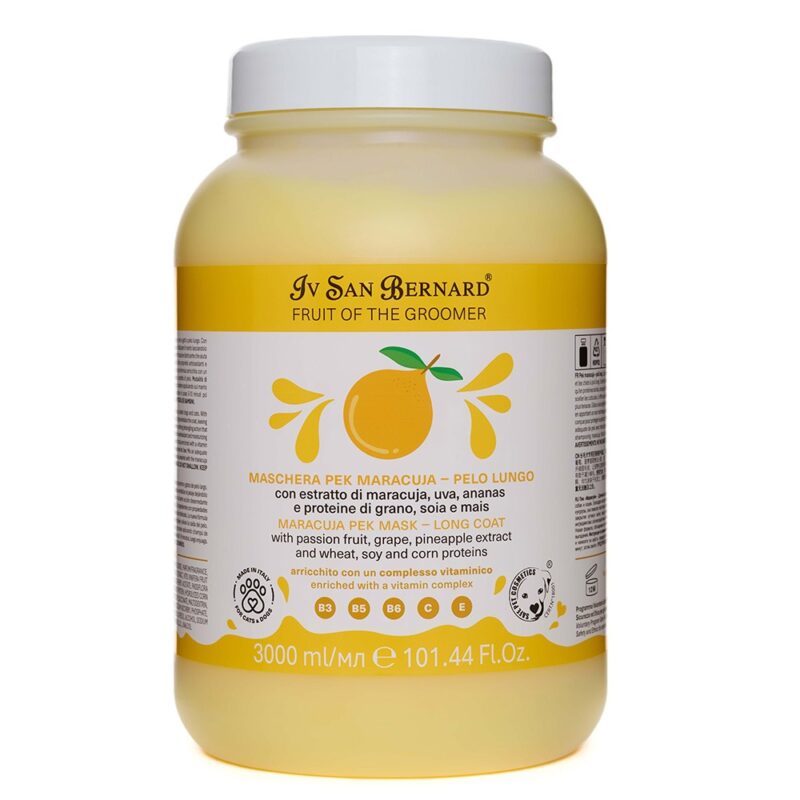 Маска Iv San Bernard Frutta Maracuja для довгої шерсті для котів і собак, з екстрактами маракуї, винограду та ананаса, 3л (2 шт/уп)