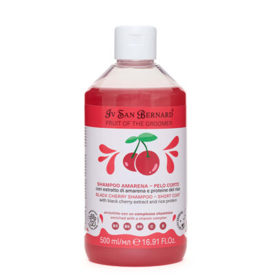 Шампунь Iv San Bernard Frutta Black Cherry для короткої шерсті для кот. і соб. з екстрактом чорної вишні та рисовими протеїнами, 500мл (12шт в уп.)