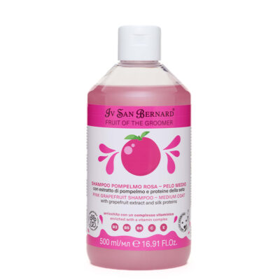 Шампунь Iv San Bernard Frutta Pink Grapefruit для серед. шерсті для кот. і соб. з екстрактом рожевого грейпфрута та протеїнами шовку, 500мл (12 ш/уп)