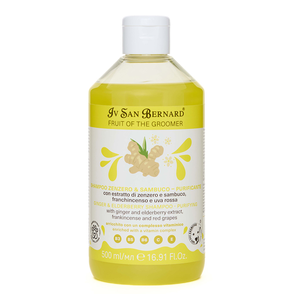 Шампунь Iv San Bernard Frutta Ginger and Elderberry дезінфікуючий для котів і собак, з бузиною та імбирем, 500мл (12 шт/уп) Шампунь Iv San Bernard Frutta Ginger and Elderberry дезінфікуючий для котів і собак, з бузиною та імбирем, 500мл (12 шт/уп)