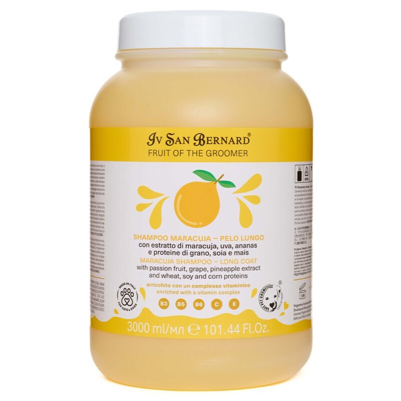 Шампунь Iv San Bernard Frutta Maracuja для довгої шерсті для котів і собак, з екстрактами маракуї, винограду та ананаса, 3л (2 шт/уп)