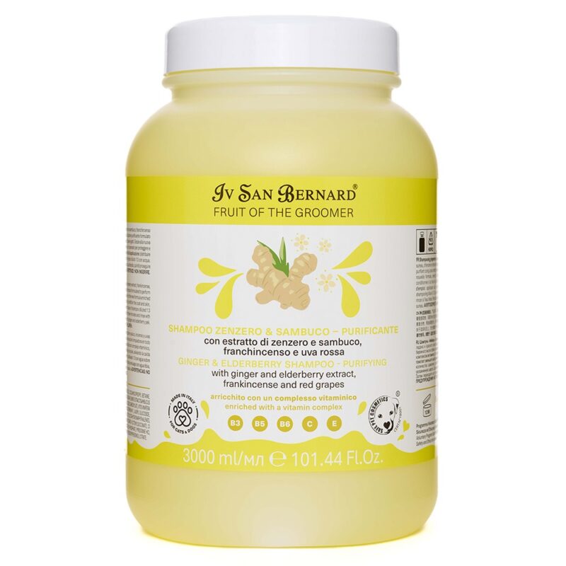 Шампунь Iv San Bernard Frutta Ginger and Elderberry дезінфікуючий для котів і собак, з бузиною та імбирем, 3л (2 шт/уп)