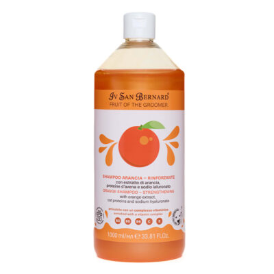 Шампунь Iv San Bernard Frutta Orange для девіталізованої шерсті, що випадає, для котів і собак, з екстрактом апельсина, протеїнами вівса,1л (12 шт/уп)