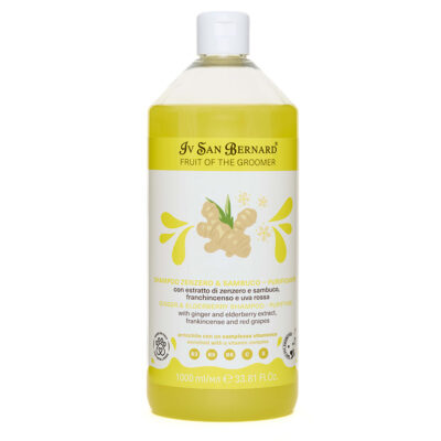 Шампунь Iv San Bernard Frutta Ginger and Elderberry дезінфікуючий для котів і собак, з бузиною та імбирем, 1л (12 шт/уп)