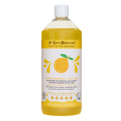 Шампунь Iv San Bernard Frutta Maracuja для довгої шерсті для котів і собак, з екстрактами маракуї, винограду та ананаса, 1л (12 шт/уп)