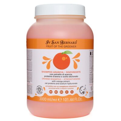 Шампунь Iv San Bernard Frutta Orange для девіталізованої шерсті, що випадає, для котів і собак, з екстрактом апельсина, протеїнами вівса, 3л (2 шт/уп)