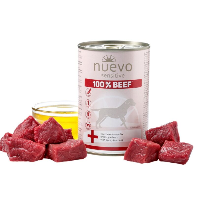 Корм конс. NUEVO SENSITIVE з яловичиною, для собак з чутливим травленням, 400г