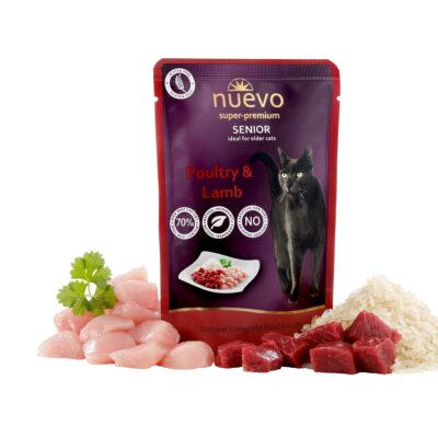 Пауч NUEVO SENIOR для дорос.котів,птиця та ягня з рисом , 85 г (16шт упак.)