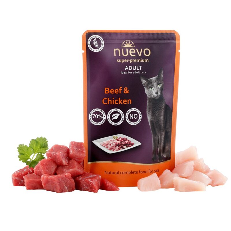 Пауч NUEVO ADULT для котів, яловичина і курка, 85 г