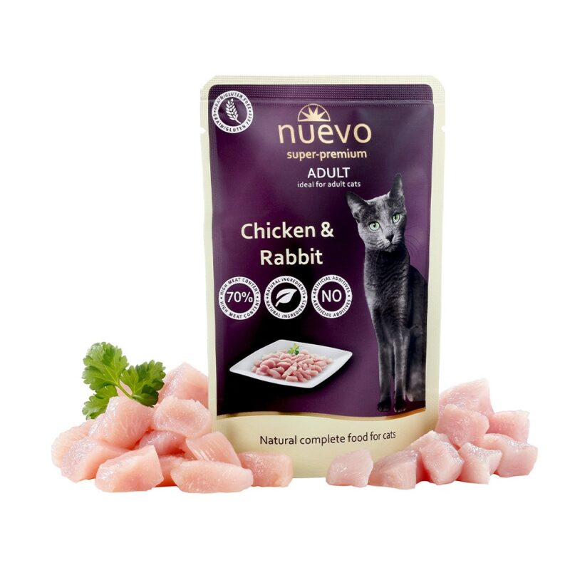 Пауч NUEVO ADULT для котів, курка і кролик, 85 г