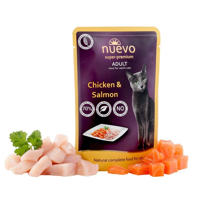 Пауч NUEVO ADULT для котів, курка і лосось, 85 г