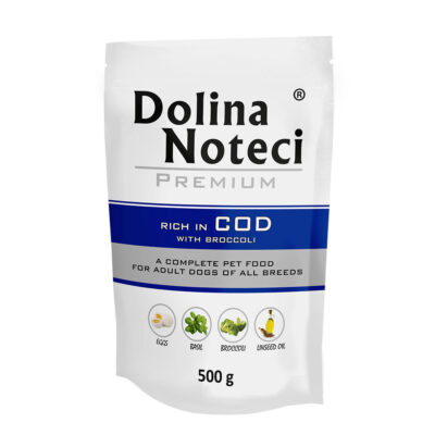Пауч Dolina Noteci Premium для собак з тріскою та броколі, 500г