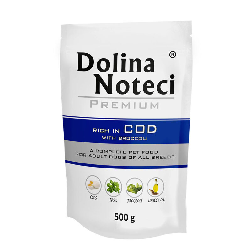 Пауч Dolina Noteci Premium для собак з тріскою та броколі, 500г