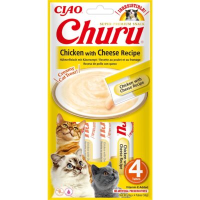 Ласощі INABA "Churu" для котів, курка з сиром, 4x14 г