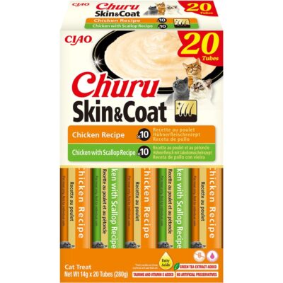 Ласощі INABA Churu Skin&Coat для котів, стіки 14 г × 20
