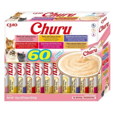 Ласощі INABA Churu для котів, вершковий мус у стіках, різновиди тунця, 14 г