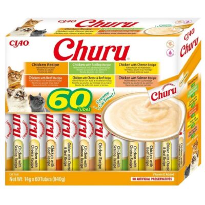 Ласощі INABA Churu для котів, вершковий мус у стіках «Різновиди курки», 14 г