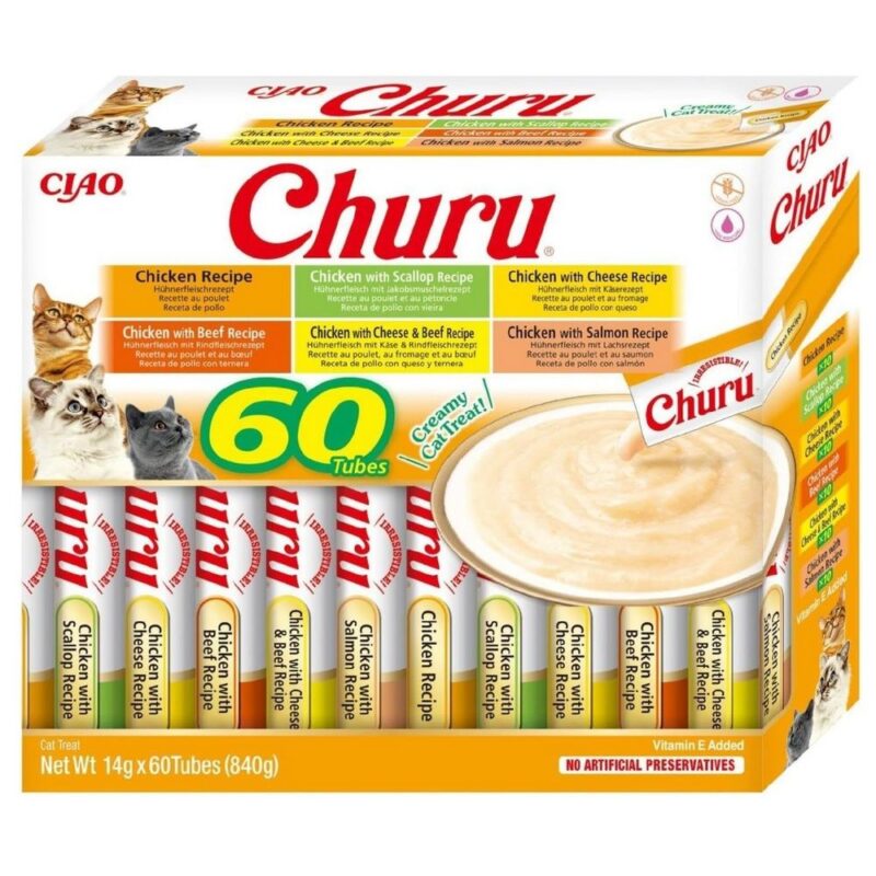 Ласощі INABA Churu для котів, вершковий мус у стіках «Різновиди курки», 14 г