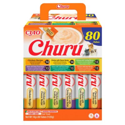 Ласощі INABA Churu для котів, вершковий мус у стіках, курка, 14 г*80
