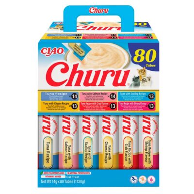 Ласощі INABA Churu для котів, вершковий мус у стіках з тунцем, 14 г*80