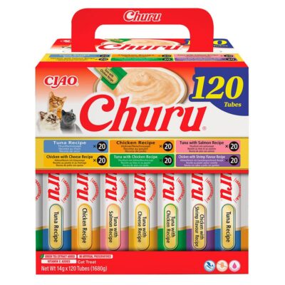 Ласощі INABA Churu для котів, вершковий мус у стіках, курка/тунець, 14 г*120