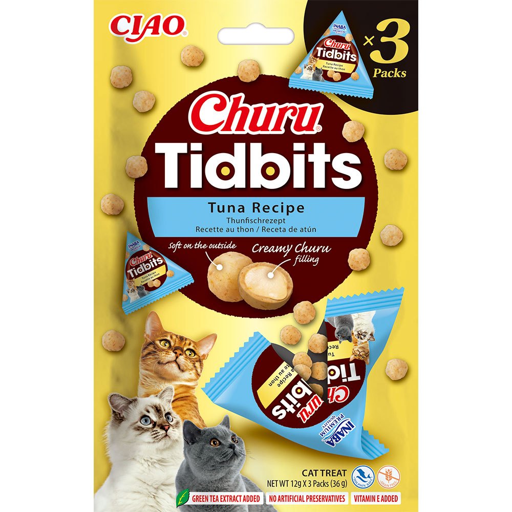 Ласощі INABA Churu Tidbits для котів, запечені кульки з тунцем, 3×12 г Ласощі INABA Churu Tidbits для котів, запечені кульки з тунцем, 3×12 г