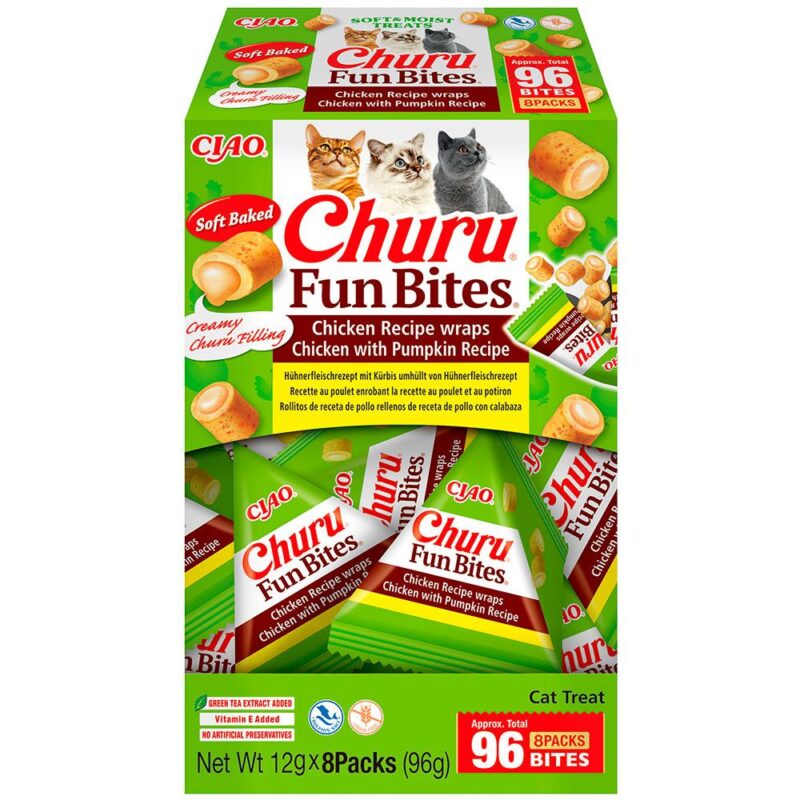 Ласощі INABA Churu Fun Bites для котів, рулет з куркою та гарбузом, 8×12 г