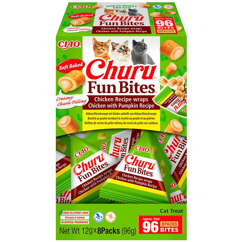 Ласощі INABA Churu Fun Bites для котів, рулет з куркою та гарбузом, 8×12 г Ласощі INABA Churu Fun Bites для котів, рулет з куркою та гарбузом, 8×12 г