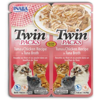 Пауч INABA TWIN Packs для котів з тунцем і куркою, 2×40 г