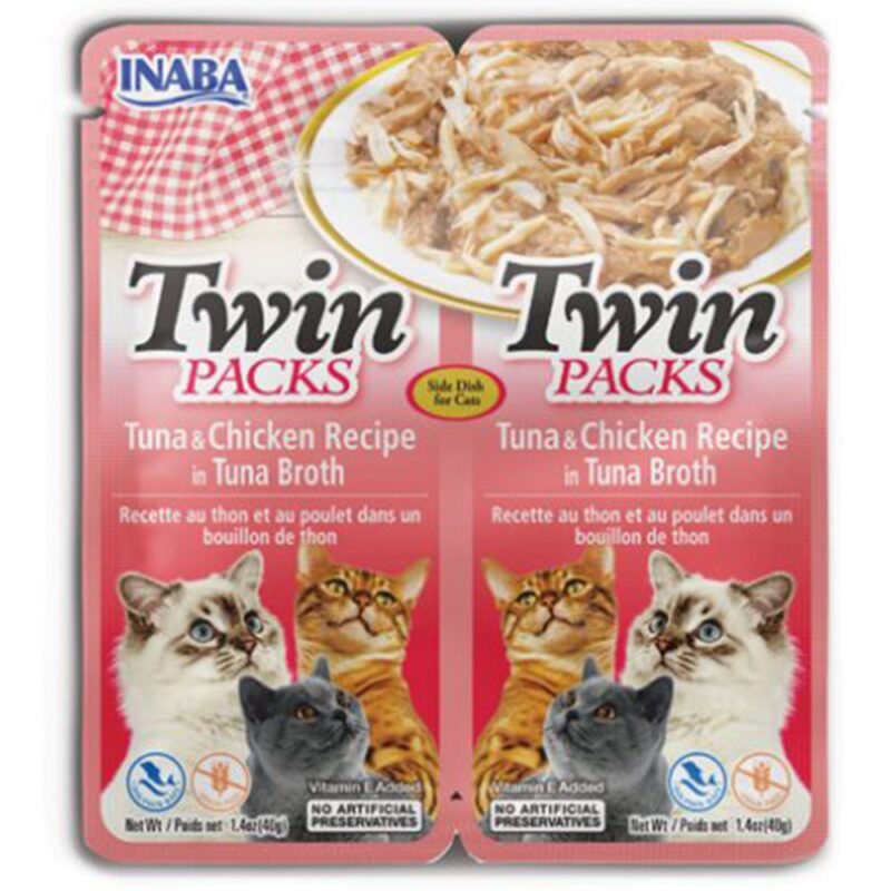 Пауч INABA TWIN Packs для котів з тунцем і куркою, 2×40 г