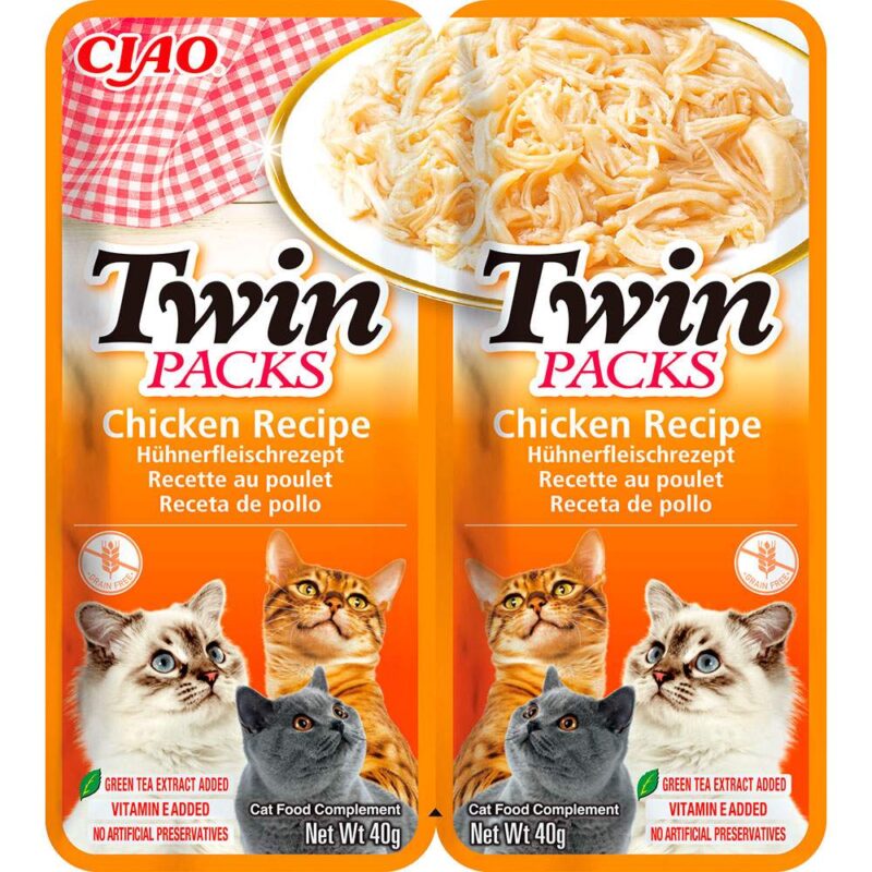 Пауч INABA TWIN Packs для котів з куркою в бульйоні, 2×40 г