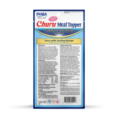 Ласощі INABA Churu MEAL TOPPER для котів, кремовий мус із тунцем і морським гребінцем, 4×14 г — фото 2