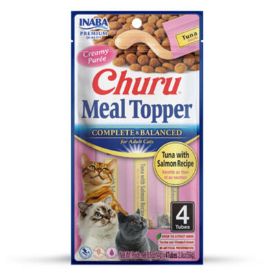 Ласощі INABA Churu MEAL TOPPER для котів, мус у стіках, тунець і лосось, 4×14 г