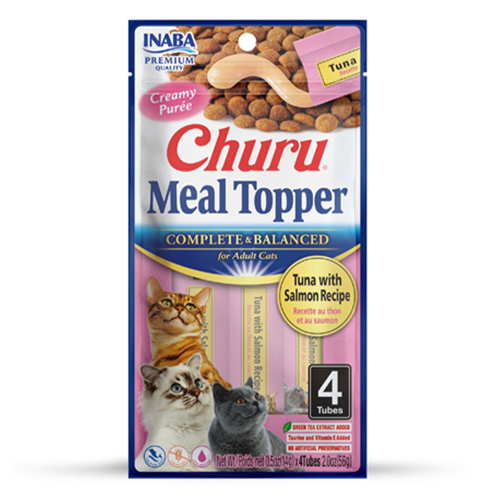 Ласощі INABA Churu MEAL TOPPER для котів, мус у стіках, тунець і лосось, 4×14 г Ласощі INABA Churu MEAL TOPPER для котів, мус у стіках, тунець і лосось, 4×14 г