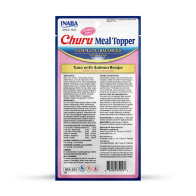 Ласощі INABA Churu MEAL TOPPER для котів, мус у стіках, тунець і лосось, 4×14 г — фото 2